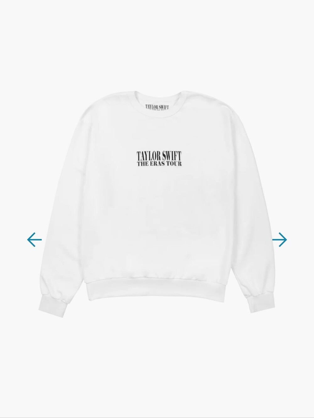 Taylor Swift White Crewneck Sweatshirt with Black 'The Eras Tour' Logo Medium